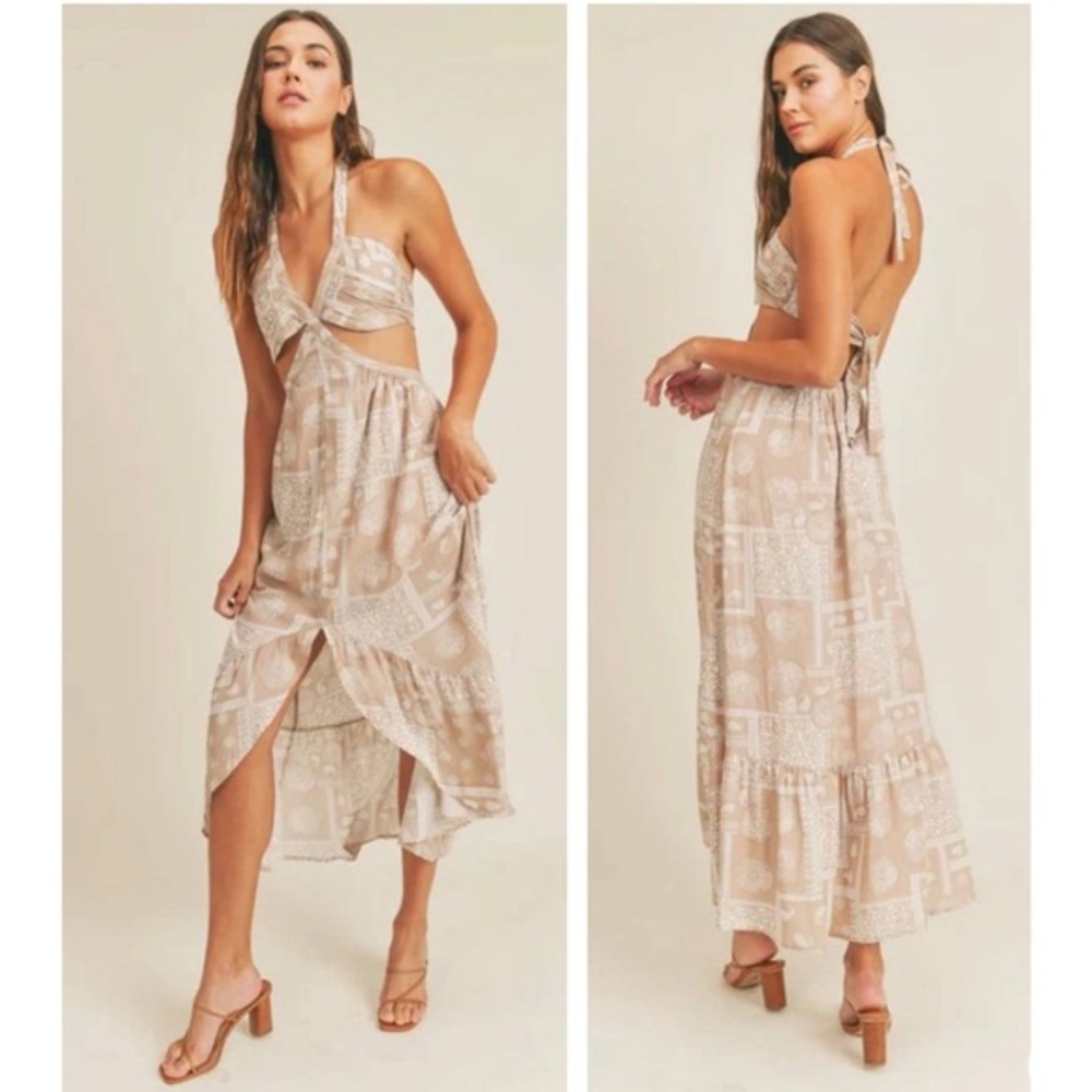 MABLE Helena Handkerchief Midi Backless Dress EUC Women’s Size - S